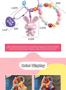 Detailed size chart for the cute electroplated rabbit beaded keychain with dimensions