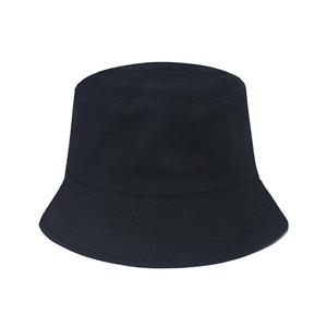 Classic black cotton bucket hat for women and men featuring a minimalist sun protection design