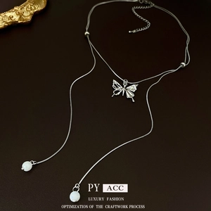Schmetterling Quaste Verstellbare Halskette Kupfer Zirkon Perlmutt Mode Schmuck Geschenk Für Frauen