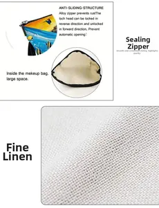 Close-up of durable linen fabric texture and anti-slip alloy zipper on tropical fish bag