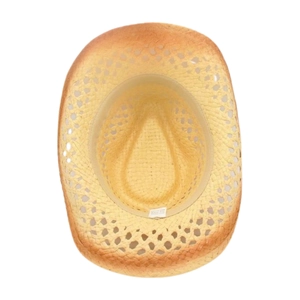 Hollowed-out straw cowboy hat for sun protection with breathable ventilation holes