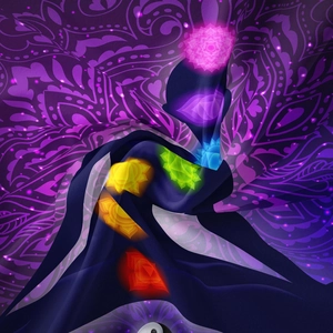 Macro detail of high-quality chakra tapestry fabric with vibrant mandala print
