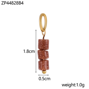 Detailed view of red goldstone beads pendant with size 1.8cm x 0.5cm and gold ring hook