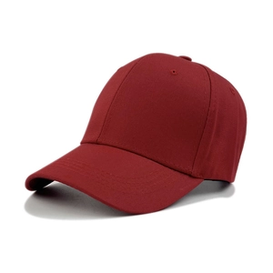 Casquette de baseball classique en coton bordeaux avec design structuré à six panneaux