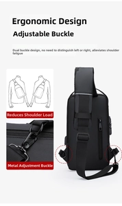 Détail de la boucle métallique réglable et du dos rembourré respirant du sac antivol