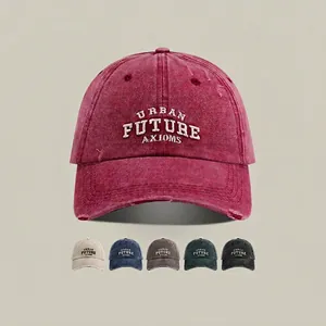 Berretto da Baseball in Cotone Lavato Vintage Urban Future Axioms Ricamo Lettere Distressed Protezione Solare Berretto per Donna Uomo