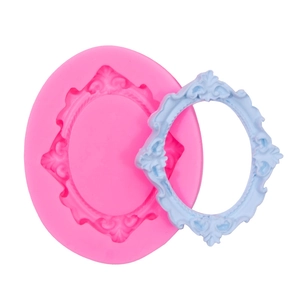 Molde de silicona de marco ovalado vintage europeo para resina y fondant de bricolaje