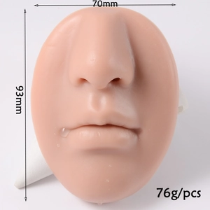 Macro detail of silicone nose and mouth piercing model with 70mm by 93mm dimensions