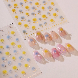 Autocollants Art Ongles Rose Fleur 3D Dorure Or Auto Adhésifs Décalcomanies Décoration Manucure Florale Pour Femmes