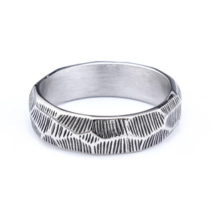 Vintage Celtic Nordic engraved stainless steel ring with rustic handmade texture for men