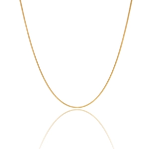 Double-layered 18K gold plated stainless steel snake bone chain necklace on white background