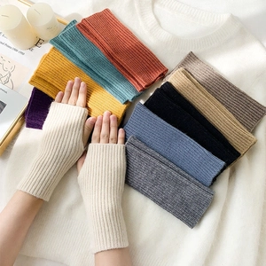 Knitted fingerless gloves for women and men, long arm warmers in various stylish colors