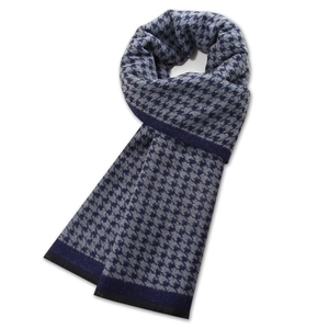 Écharpe D'hiver Pour Hommes Motif Pied-de-poule Viscose Polyester Imitation Cachemire Épaisse Chaude Business Casual À Franges
