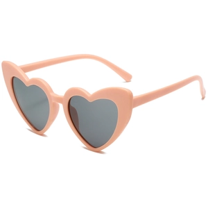 Kids heart shaped pink sunglasses with black UV protection lenses for boys and girls