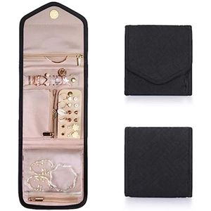 Travel Jewelry Organizer Bag Quilted Foldable Portable Case For Earrings Rings Necklaces Bracelets Soft Fabric Storage