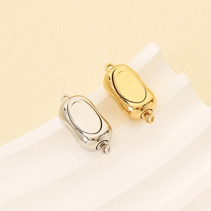 Poliertes Gold und Silber Edelstahl Ovalverschluss Steckverbinder für DIY Schmuck