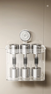 Waterproof suction cup shelf showing strong load-bearing capacity with heavy dumbbells