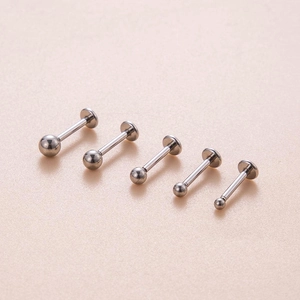 Set di 5 piercing labret in acciaio inossidabile argento con sfere lucide rotonde