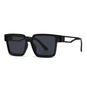 Classic black square frame sunglasses with a modern industrial style for men and women