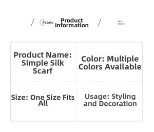 Detailed product information chart for lightweight solid color organza scarf and hair tie