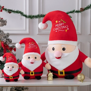 Santa Claus Plush Toy Soft Short Plush Stuffed Doll With Merry Christmas Embroidery For Holiday Decoration Gift