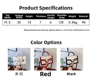 Detailed dimension guide for cherry print PU leather crossbody bag with size parameters