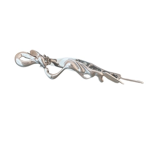 Elegant silver butterfly hair clip with a liquid metal lava design for women