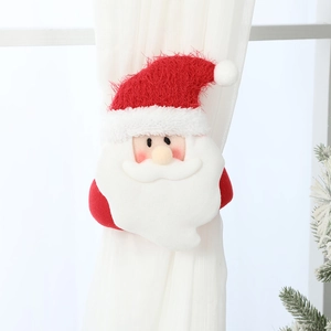 Festive Santa Claus plush curtain tieback fastener for Christmas home window decoration