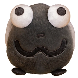 Peluche mouche grise mignonne avec de grands yeux blancs et texture douce en polaire