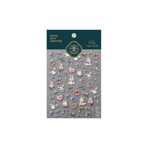 Cute cartoon nail stickers with rabbit and tulip patterns in retail packaging
