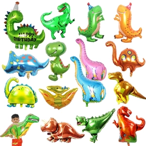 Colorful Jurassic dinosaur foil balloons set for kids birthday party decoration