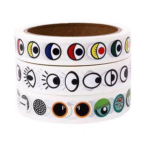 Three rolls of colorful cartoon eye stickers for DIY crafts and creative scrapbooking