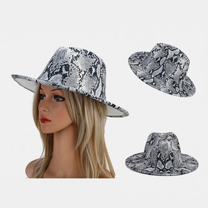 Snake Print Fedora Hat Cotton Polyester Wide Brim Elegant Sun Protection Vintage Fashionable Outdoor Jazz Cap