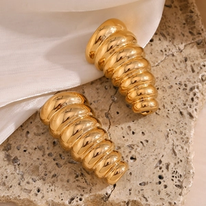Vintage 18K gold plated stainless steel spiral cicada pupa stud earrings for women