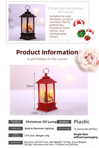 Detailed view of 13cm Christmas decorative lantern with festive paint and dimensions