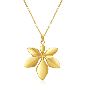18K gold plated stainless steel necklace featuring a vintage sun-shaped flower pendant