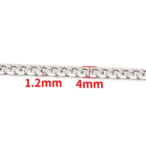 Polished silver stainless steel DIY link chain showing 4mm width and 1.2mm thickness