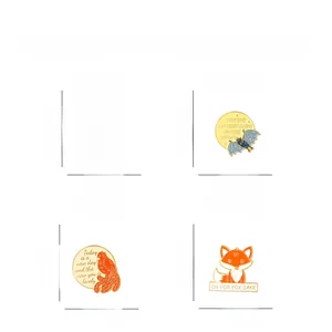 Détails de broches en émail animaux avec citations et dimensions précises du produit