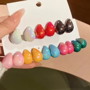 Colorful iridescent teardrop earring set made of polished acrylic with pearlescent finish