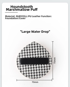 Detail of large houndstooth Rubycell makeup puff showing high density texture and PU strap