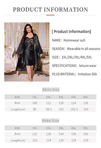 Guide des tailles détaillé pour vêtements de nuit grande taille avec mesures de robe et nuisette