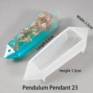 Moule silicone pour pendentifs résine avec dimensions 6,5x2,5x1,5cm et fini bleu
