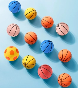 Colorful mini high-bounce rubber balls in basketball and soccer styles for children