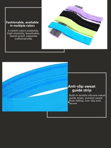 Detail of non-slip athletic headband showing dual internal silicone sweat-guide strips