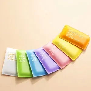 Portable Disposable Raincoat Poncho PE Waterproof Plastic Compressed Card Design Hooded For Outdoor Travel Adults And Kids