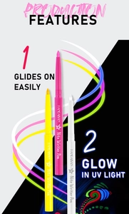 Eyeliner néon UV rose, jaune et blanc, résistant à l'eau et facile à appliquer