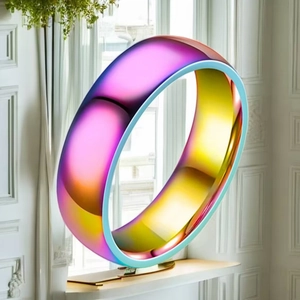 Polierter Titanstahlring mit lebhaftem Regenbogen-Farbverlauf für Damen und Herren