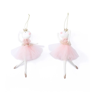Charming mouse ornaments with pink tulle skirts and gold crowns for Christmas decor