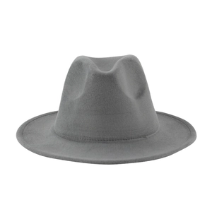 Classic grey wool fedora hat with wide flat brim and elegant minimalist gentleman style