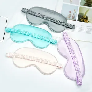 Silk satin sleep mask set in four colors with elastic adjustable headband for comfort